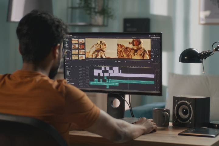 A Virtual Video Creator Assistant Working Infront Of Monitor